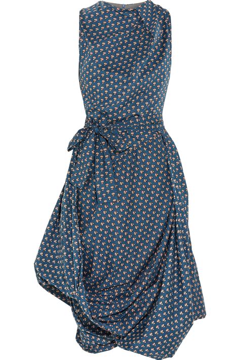 prada blue floral dress|Light Blue Printed poplin dress .